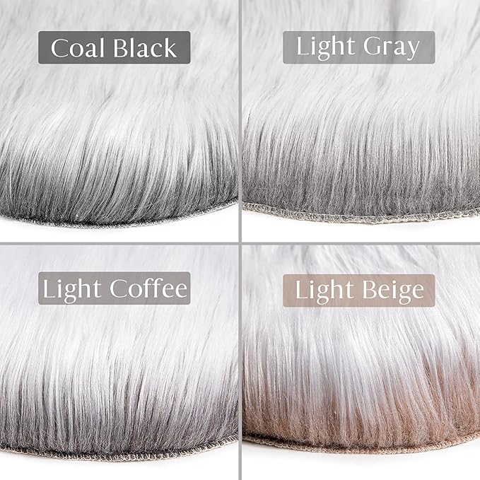 Ashler faux fur rug, Fluffy Shaggy Area Rug Ultra Soft 2 x 3 Feet Sheepskin Fur Rug, Frosted Bottom Gray Fuzzy Rug Machine Washable Shag Rug, Nursery Decor Throw Rugs for Bedroom, Living Room
