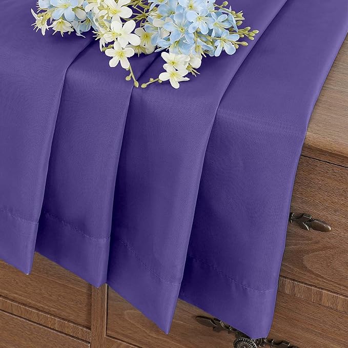 Purple Small Sheer Curtains 2 Panels Set, Kitchen Curtains 36 Inch Length, Elegant Light Filtering Short Window Drapes for Living Room Bedroom, Dual Rod Pocket Design, 2x42Wx36L Inches