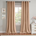 MIULEE Velvet Curtains Blush Beige Elegant Grommet Thermal Insulated Soundproof Room Darkening Curtains/Drapes for Classical Living Room Bedroom Decor 52 x 90 Inch Set of 2