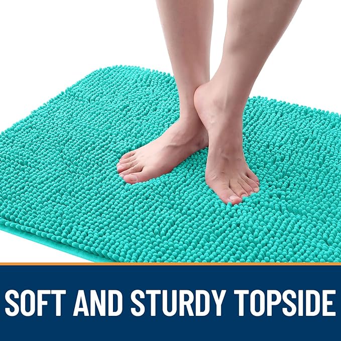 OLANLY Dog Door Mat for Muddy Paws 32x20, Absorbs Moisture and Dirt, Absorbent Non-Slip Washable Doormat, Quick Dry Chenille Mud Mat for Dogs, Entry Indoor Entryway Carpet for Inside Floor, Teal