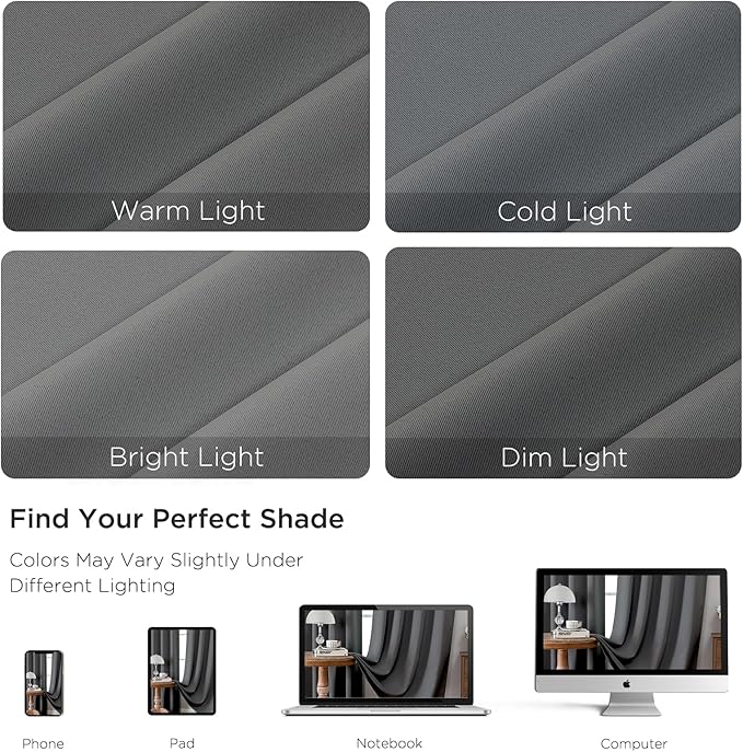 CUCRAF Light Grey Blackout Curtains 108 inch Length 2 Panels Set, Rod Pocket Room Darkening Drapes for Bedroom Living Room, Insulated Thermal Light Blocking Window Curtain (W52 x L108 Inch)