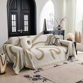 MYSKY HOME Couch Cover for 3 Cushion Couch Sofa Cover, Super Soft Boho Couch Covers for Dogs Washable, Jacquard Sofa Slipcover Furniture Protector for Living Room, 91" x 150", Khaki Curve