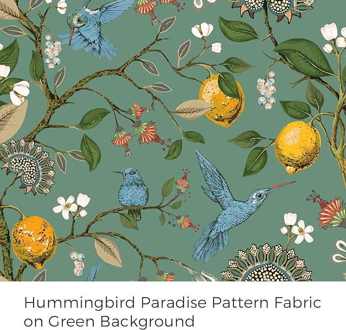 Topfinel Living Room Curtains 72 Inches Long Floral Spring Curtains, Vintage French Country Grommet Botanical Hummingbird Woodland Patterned Sage Green Lemon Drapes for Bedroom Dining Living Room