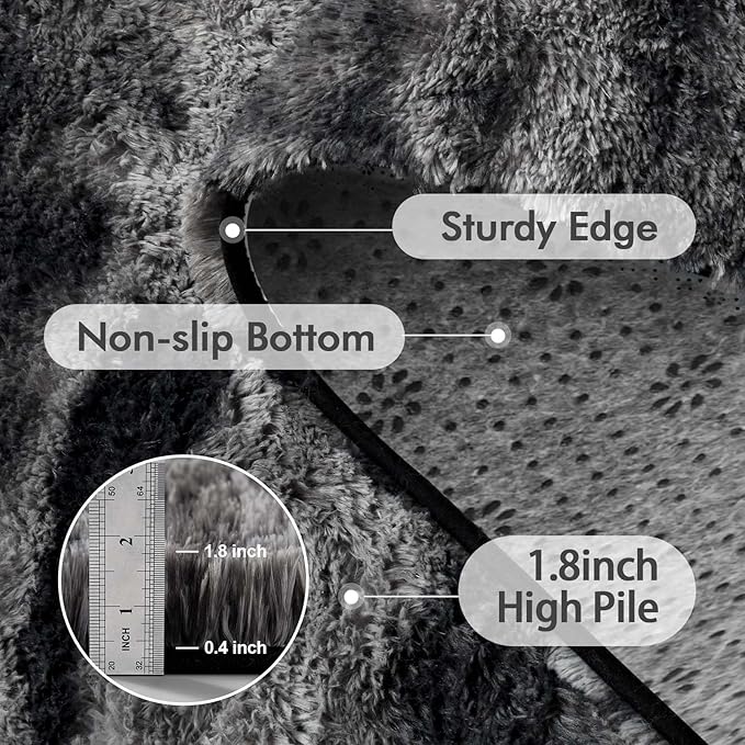 8x10 Ft Extra Large Shag Rugs for Living Room, Ultra Soft Fluffy Furry Area Rugs for Bedroom Indoor Floor, Aesthetic Carpet for Kids Home Decor (Black)