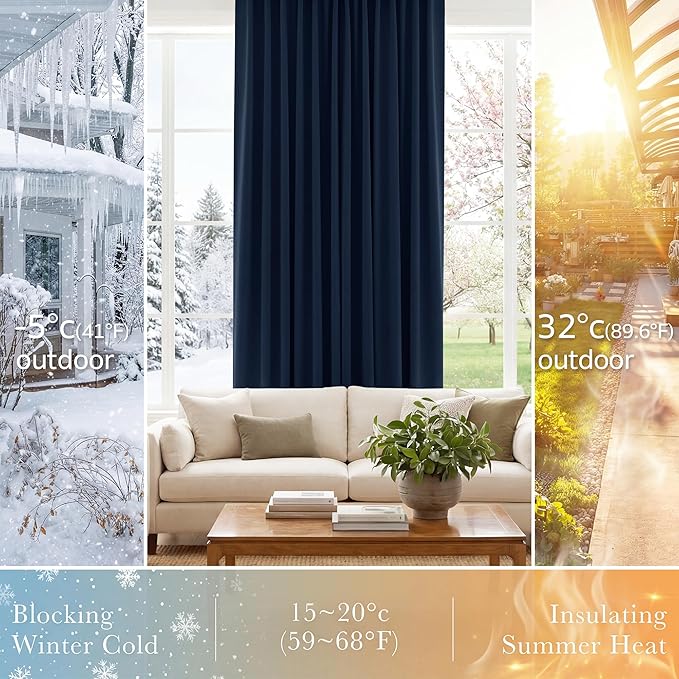 Pony Dance Short Drapesfor Kinchen, Half Drapes for Bathroom Window, Privacy Curtain Tiers for Basement Windows, loft Curtain Tiers for Bedroom, 34x36 Inch, Navy Blue, 2 Panels