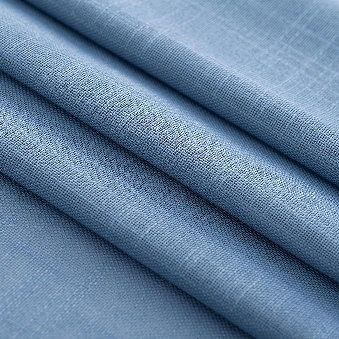 Denim Blue Curtains for Living Room Back Tab Modern Farmhouse Semi Sheer Blue Curtains 84 inches Long 2 Panels Set Muted Neutral Window Curtain for Dining Room Bedroom 52x84