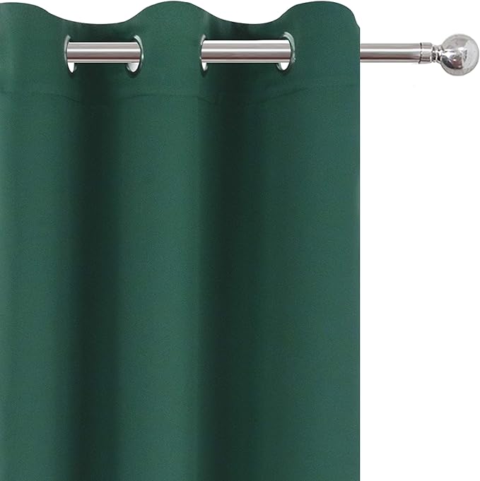 LEMOMO Dark Green Bedroom Blackout Curtains/52 x 54 Inch Long/Set of 2 Curtain Panels/Thermal Insulated Room Darkening Curtains