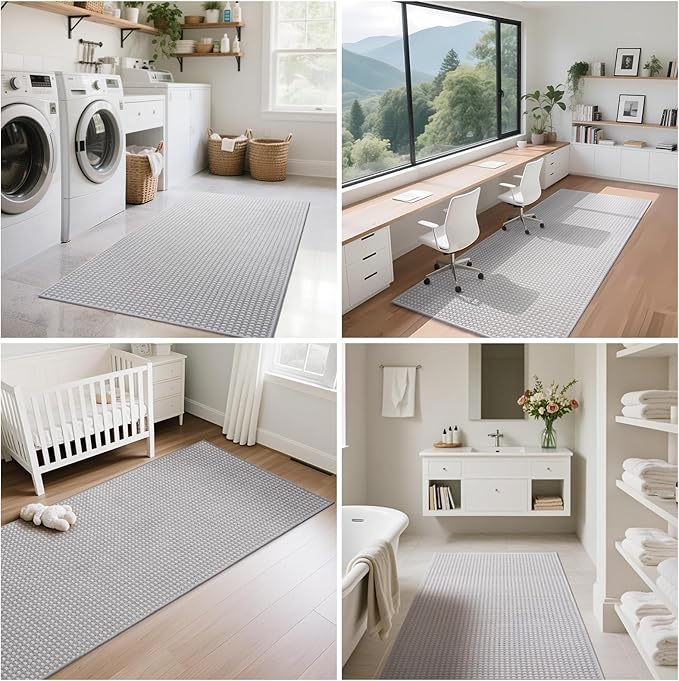 YDKGL Boho 2x8 ft Runners for Hallways Extra Long Woven Washable Kitchen Runner Mat Rugs Non Slip, Soft Entryway Laundry Hall Floor Runner Carpet for Indoor Backdoor Bedroom Hallway Living Room, Gray