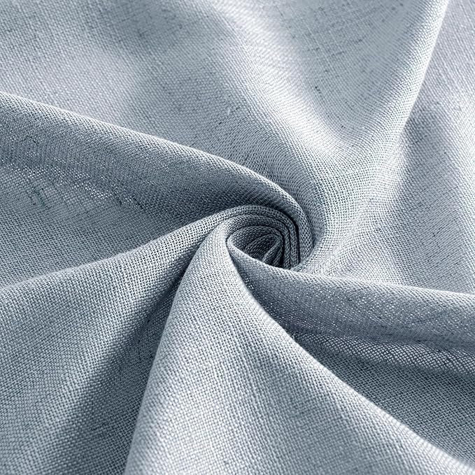 MIULEE Chambray Blue Linen Curtains 90 Inch Long 2 Panels for Bedroom Living Room, Soft Linen Textured Window Drapes Semi Sheer Light Filtering Back Tab Rod Pocket Farmhouse Modern Burlap Look Decor
