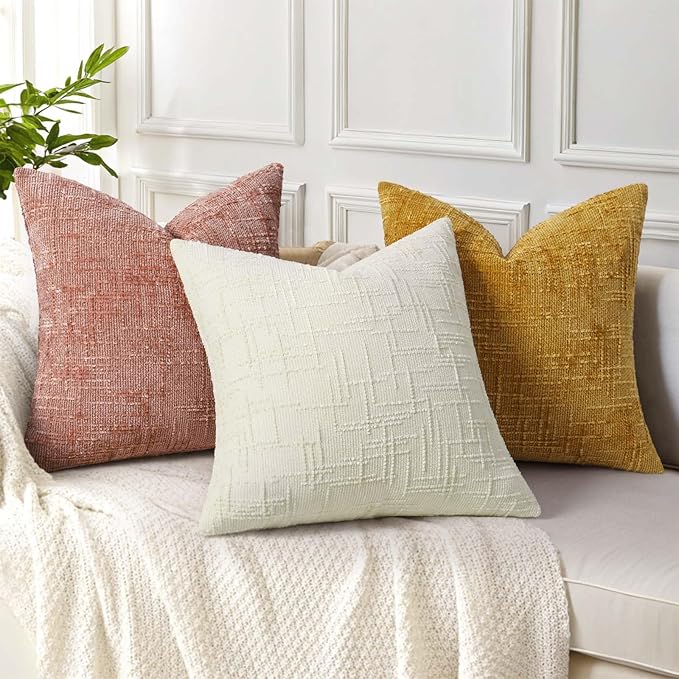 decorUhome Summer Pink Chenille Euro Sham Throw Pillow Covers 26x26 Set of 2 Textured Soft Cozy Slubby Couch Pillow Covers Modern Farmhouse Boho Decorative Pillow Cases for Bed Sofa Living Room