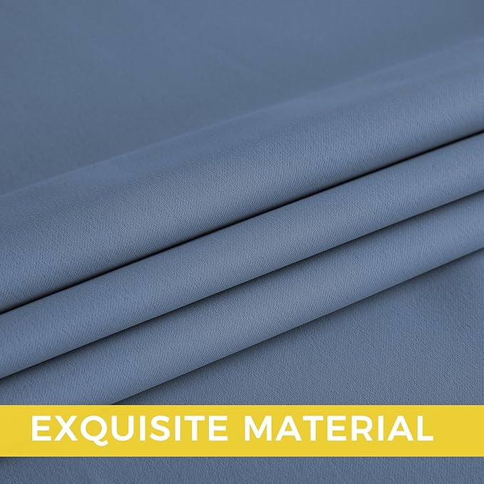 NICETOWN Room Darkening Draperies Curtains Panels, 2 Panels Stone Blue W52 x L63