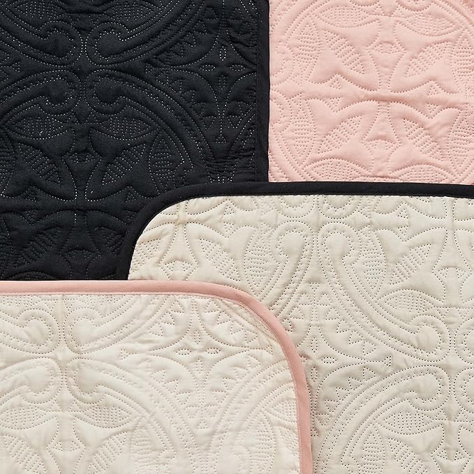 Great Bay Home Reversible Chair Cover - Washable Slipcover Furniture Protector with Elastic Straps - Perfect for Kids & Pets - Quilted & Stitched Detail (Black/Taupe)