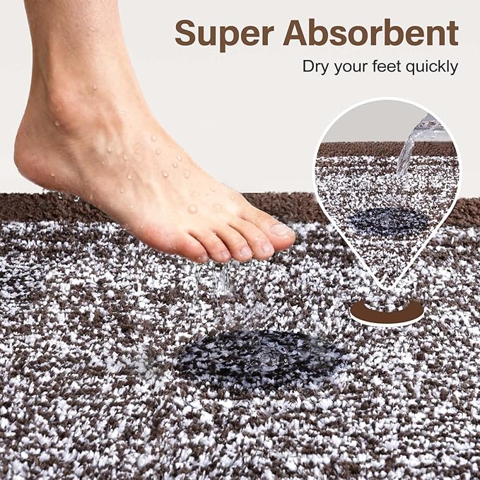 48x32 Large Bathroom Rugs Washable Non Slip, Brown Bath Mat for Bathroom Floor Tub, Soft Absorbent Quick Dry Mats for Shower, Bathtub,Home Decor