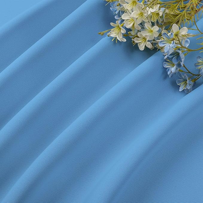 CUCRAF Light Blue Blackout Curtains 96 inch Length 2 Panels Set, Rod Pocket Room Darkening Drapes for Bedroom Living Room, Insulated Thermal Light Blocking Window Curtain (W52 x L96 Inch)