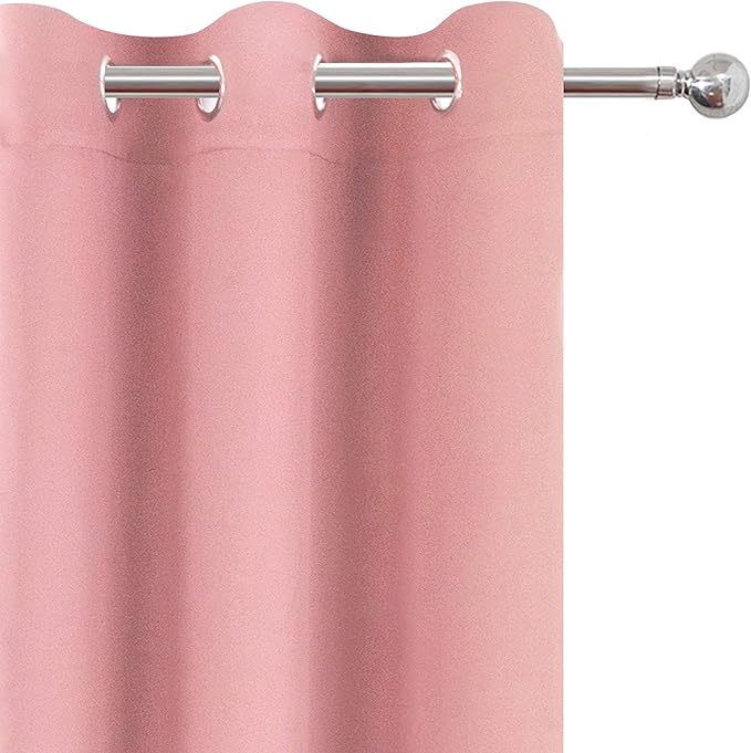 LEMOMO Baby Pink Blackout Curtains/42 x 63 Inch/Set of Two Panels Grommet Bedroom Curtains