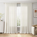 Nanspring Cream Extra Wide Linen Curtains for Living Room Divider Light Filtering Semi Sheer Patio Curtains for Sliding Door Natural Coastal Decor Sunroom Floor to Ceiling Window Curtain 100x120