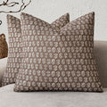 Foindtower Set of 2 Decorative Neutral Floral Print Throw Pillow Covers Vintage Accent Farmhouse Cushion Covers Boho Home Decor for Sofa Couch Chair Bedroom Living Room,24×24 Inch,Brown