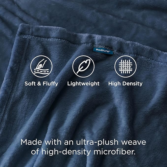 Bedsure GentleSoft Fleece Blanket California King Mineral Blue - Lightweight Plush Fuzzy Cozy Soft Bed Blankets, 102x96 inches