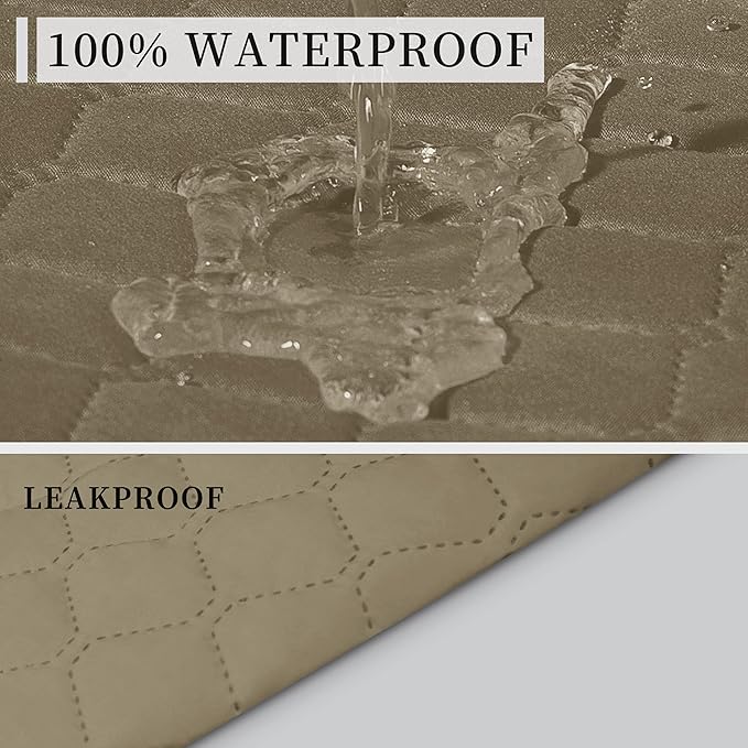 ISSUNTEX Double Protection 100% Waterproof Chair Sofa Cover for Living Room, Reversible Furniture Protector for Dogs, Pets, Kids (Chair, Beige/Beige)
