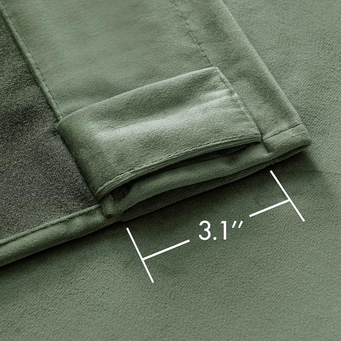 MIULEE Sage Green Velvet Curtains 84 inches - Luxury Blackout Curtains for Bedroom Living Room Thermal Insulated Super Soft Window Drapes Back Tab Rod Pocket, W52 x L84 inches, 2 Panels