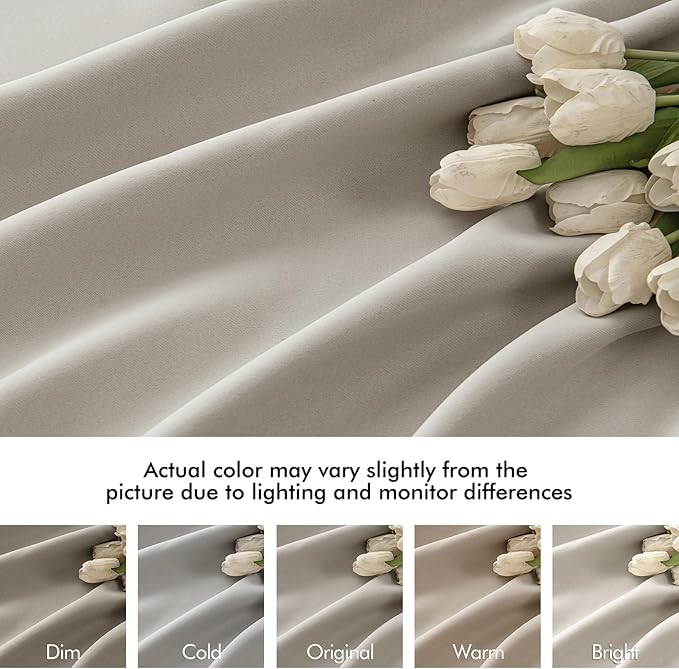 MIULEE Natural Back Tab Blackout Curtains 120 Inch Long 2 Panels Set for Bedroom, Rod Pocket/Pinch Pleated Extra Long Thermal Insulated Living Room Darkening Light Blocking 10FT Drapes