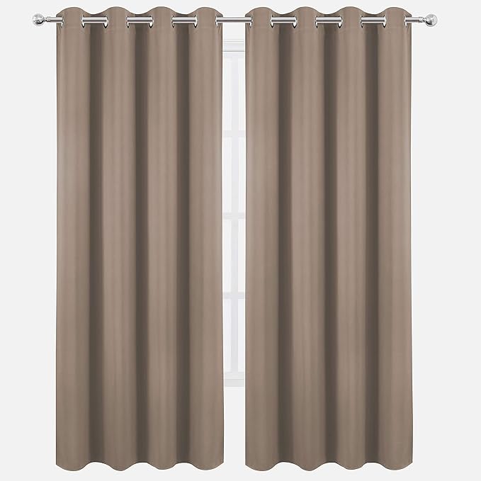 LEMOMO Blackout Curtains 66 x 84 inch/Cappuccino Curtains Set of 2 Panels/Thermal Insulated Room Darkening Bedroom Curtains