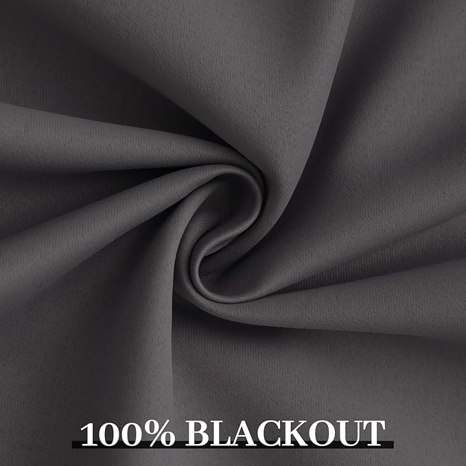 Yakamok Dove Grey 100% Blackout Curtains Grommet Window Treatments with 2 Thick Layers-Light Gray Room Darkening Thermal Insulated Drapes Set of 2 for Bedroom Living Room 52 Inches by 72 Inches length