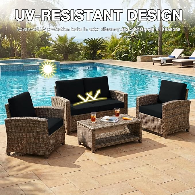 hyha 14Pcs Patio Cushion Covers, Stretch Outdoor Couch Cushion Covers Replacement, Washable Outdoor Chair/Sofa Slipcovers for Patio Furniture Cushions Protector with Elastic Bottom(Black,Cover Only)