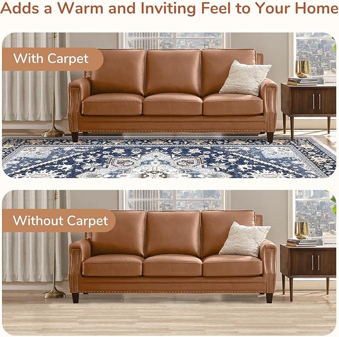 OPPODREAM Soft Area Rugs 4x6, Low-Pile Washable Rugs 4x6 with Non Slip Backing, Faux Cashmere 4 x 6 Throw Carpet, Navy Blue & Gold