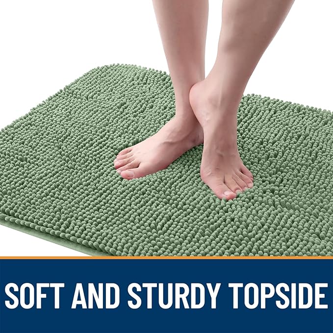 OLANLY Dog Door Mat for Muddy Paws 70x32, Absorbs Moisture and Dirt, Absorbent Non-Slip Washable Doormat, Quick Dry Chenille Mud Mat, Entry Indoor Entryway Carpet for Inside Floor, Olive Green