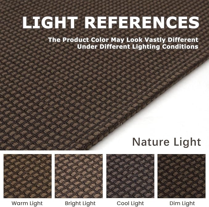 KOZYFLY Long Runners for Hallways 2.6x12 ft Washable Kitchen Runner Non Slip Rubber Backed Hallway Rugs Cotton Entryway Runner Rug Floor Carpet for Indoor Hall, Backdoor, Kitchen, Reddish Brown/Coffee