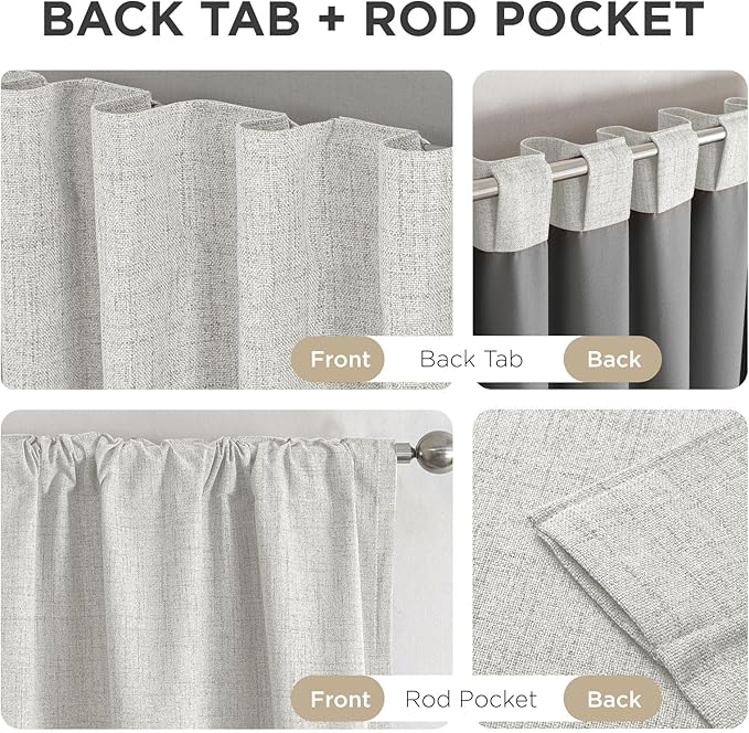 Joydeco Blackout Curtains for Bedroom - 120 Inch Long 100% Light Blocking 2 Panels Set White Drapes, Thermal Insulated Room Darkening Curtains, Linen Textured for Living Room, Rod Pocket & Back Tabs