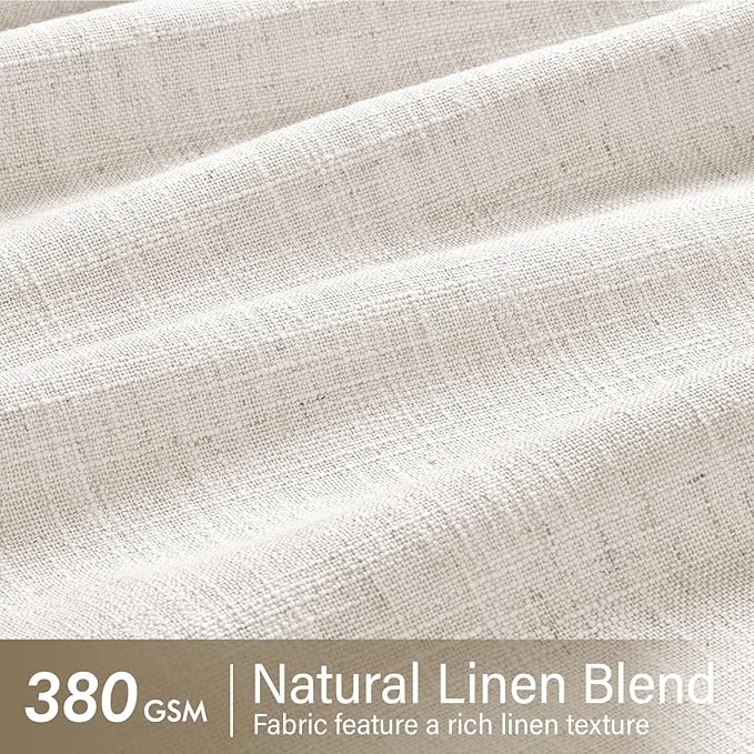 MIULEE Pinch Pleated Thick Linen Curtains 96 Inches Long 2 Panels for Living Room Bedroom, Memory Trained Pleat Drapes Light Filtering Natural Birch Semi Sheer Window Curtains Hooks Rings Back Tab