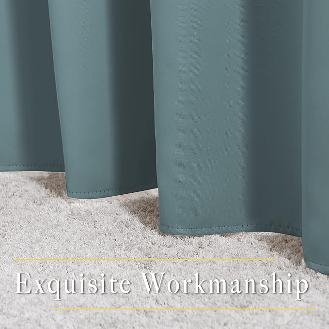 NICETOWN Greyish Blue Curtains 84 inches Long, Grommet Room Darkening Thermal Insulated Sound Dampening Window Treatments for Bedroom/Home Office, 2 Panels, W46 x L84