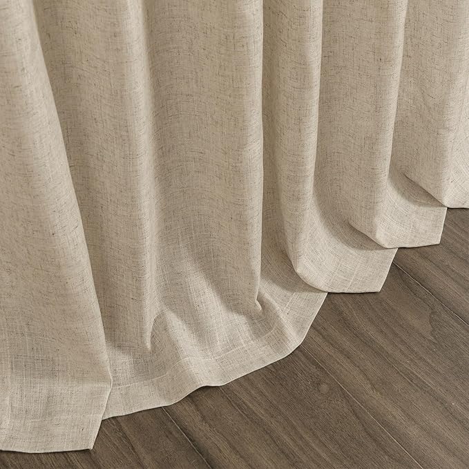 Taupe Burlywood Linen Curtains for Living Room 105 Inches Long Light Filtering Semi Sheer Curtain Back Tab Rustic Luxury Neutral Modern Farmhouse Decor Drapes for Bedroom Dinner Room 52x105, 2 Panels