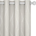 Deconovo Beige Curtains for Living Room, Light Darkening Soundproof Drapes with Wave Dots Silver Print, 52 x 72 Inch Long, Farmhouse Boho Curtain, Set of 2 Window Panels for Bedroom Office Nursery