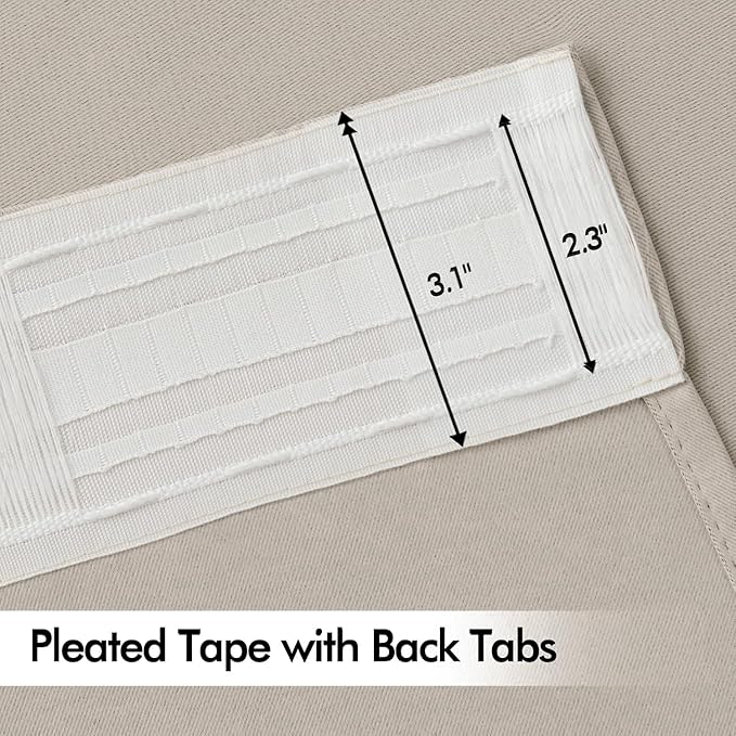 MIULEE Natural Back Tab Blackout Curtains 120 Inch Long 2 Panels Set for Bedroom, Rod Pocket/Pinch Pleated Extra Long Thermal Insulated Living Room Darkening Light Blocking 10FT Drapes
