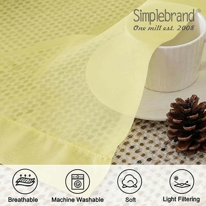 Simplebrand Light Yellow Sheer Curtains 96 Inches Long, Light Filtering Rod Pocket Solid Color Window Sheer Curtain Panels, Elegant Curtains & Drapes for Living Room, Bedroom 2 Panels 42" W x 96" L