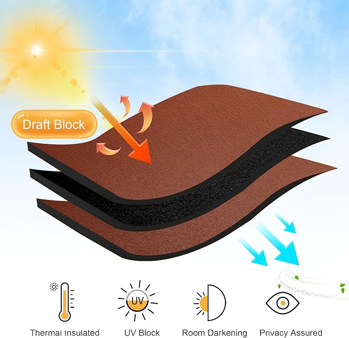 RYB HOME Short Blackout Curtains for Bedroom, Room Darkening Insulated Summer Heat Light UV Blocking Energy Saving Drapes for Nursery, Width 34 by Length 45, Burnt Orange, Set of 2