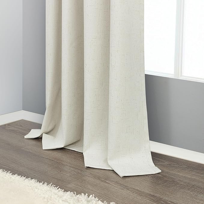 100 Percent Blackout Sliding Glass Door Curtains 120 Inches Long 2 Panels 10 Foot ft Floor to Ceiling Drape Cotton Linen Textured Drop Cloth Traverse Curtains Theater Farmhouse Natural Cream Colored
