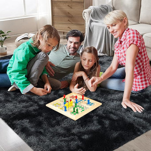 9X12 Large Area Rugs for Living Room Bedroom,Big Shag Rug for Bedroom Dorm,Soft Fluffy Indoor Carpet Nursery Rugs for Kids Girls Room Home Decor(Mottling Black, 9X12 Feet)
