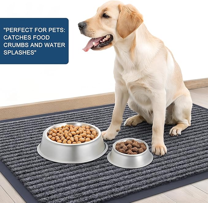 OLANLY Front Door Mat Indoor Outdoor Entrance, Waterproof Heavy Duty Doormat, Fade Resistant, Low Profile, Easy Clean Patio Porch Welcome Floor Mats for Entry, 59x30, Grey