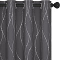 Deconovo Grey Blackout Curtains for Living Room, Thermal Insulated Soundproof Drapes, Wave Dots Foil Print, 52 x 72 Inches Long, 2 Panels, Machine‑Washable Window Panel for Bedroom Nursery Office