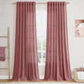 Extra Long Canyon Rose Linen Curtains 120 Inch for Living Room 2 Panels Set Rod Pocket Back Tab Linen Window Drapes Semi Sheer Light Filtering Privacy High Ceiling Drapes for Farmhouse 52x120
