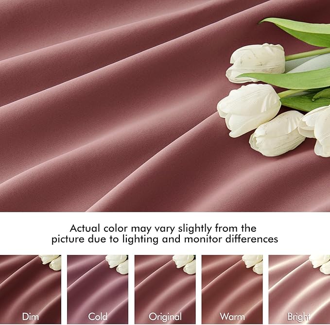 MIULEE Dusty Rose Back Tab Blackout Curtains 90 Inches Long 2 Panels Set for Living Room Bedroom Privacy, Rod Pocket/Pinch Pleat Thermal Insulated Room Darkening Pleated Light Blocking Drapes