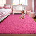 LOCHAS Ultra Soft Indoor Modern Area Rugs Fluffy Living Room Carpets for Children Bedroom Home Decor Nursery Rug 4x5.3 Feet,Hot Pink