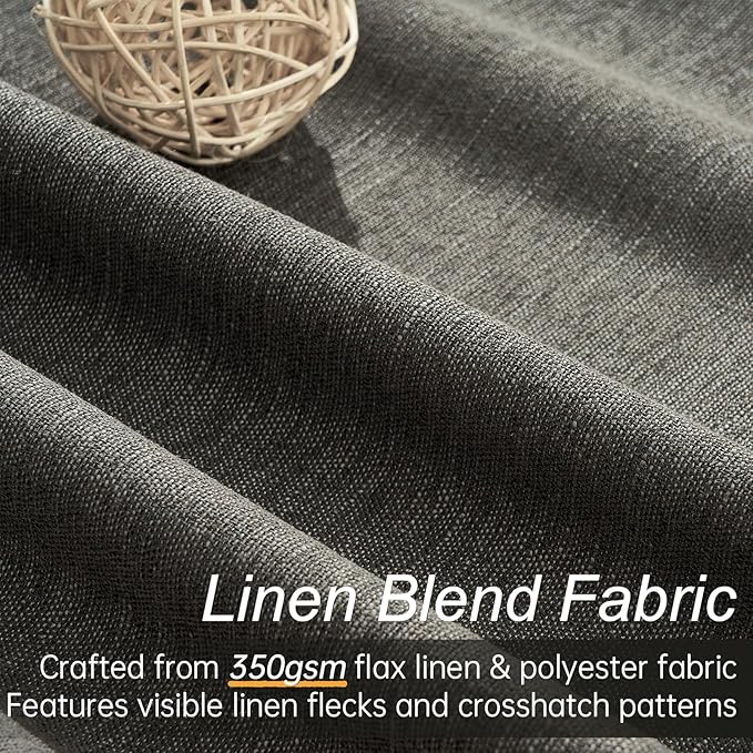 Topfinel Extra Long Grey Linen Blackout Curtains 120 inches Long Thermal Insulated Energy Efficient Window Treatments for Bedroom Living Room Office Back Tab Rod Pocket, W52xL120, 2 Panels