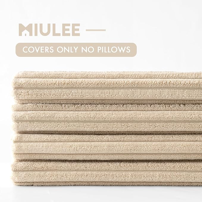 MIULEE Boho Farmhouse Throw Pillow Covers 18x18 Inch Set of 4 Mordern Nordic Cushion Covers Soft Corduroy Spring Home Decor for Couch Bed Sofa Living Room Beige