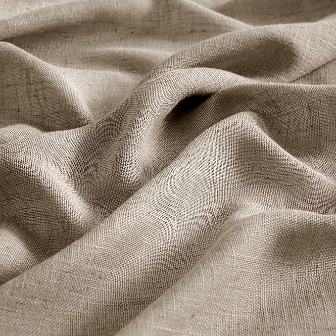 MIULEE Taupe Grey Linen Curtains 63 Inch Length 2 Panels for Bedroom Living Room, Soft Linen Textured Window Drapes Semi Sheer Light Filtering Back Tab Rod Pocket Farmhouse Modern Burlap Look Decor