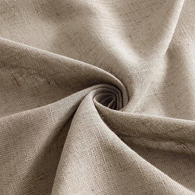 MIULEE Taupe Grey Linen Curtains 90 Inch Long 2 Panels for Bedroom Living Room, Soft Linen Textured Window Drapes Semi Sheer Light Filtering Back Tab Rod Pocket Farmhouse Modern Burlap Look Decor